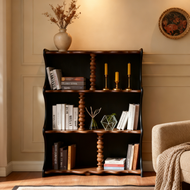 Solid Wood Bookcase Singapore – Vintage French 4-Tier Open Display Shelf