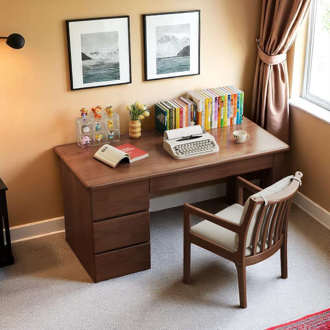 Modern Solid Wood StudyTable with 3-Drawer - Mr Nanyang