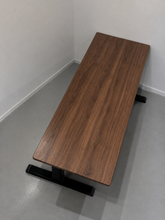 Load image into Gallery viewer, Walnut Finish solid wood adjustable study table with black steel legs