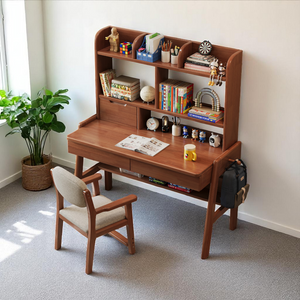 Solid Wood Adjustable Height Kids Desk with Storage - Mr Nanyang