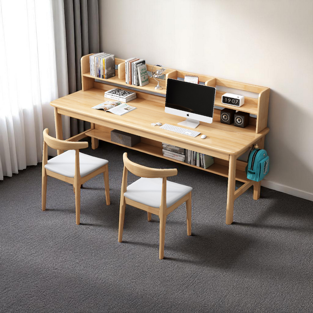 Premium Solid Wood Multi-Seater Table with Shelf for Kids/Couples Premium Solid Wood Multi-Seater Table with Shelf for Kids/Couples