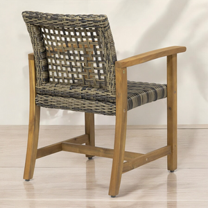 FinleyPatio Solid Teak Rattan Lounge Armchair - Mr Nanyang