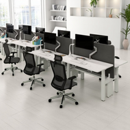 ProStation adjustable office workstation, three-stage steel columns on an H-shaped base