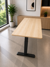 Load image into Gallery viewer, Natural Finish solid wood adjustable study table, full view