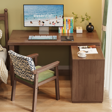 Load image into Gallery viewer, Solid Wood Study Desk Singapore | Nordic L-Shape Table with Cabinet