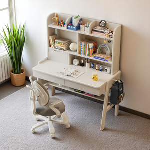 Solid Wood Adjustable Height Kids Desk with Storage - Mr Nanyang