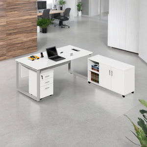 Modern Office Table with Side Cabinet - Mr Nanyang