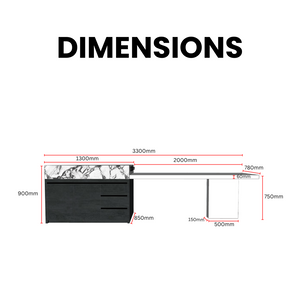 Ebony Vein Culinary Console Kitchen Island - Mr Nanyang