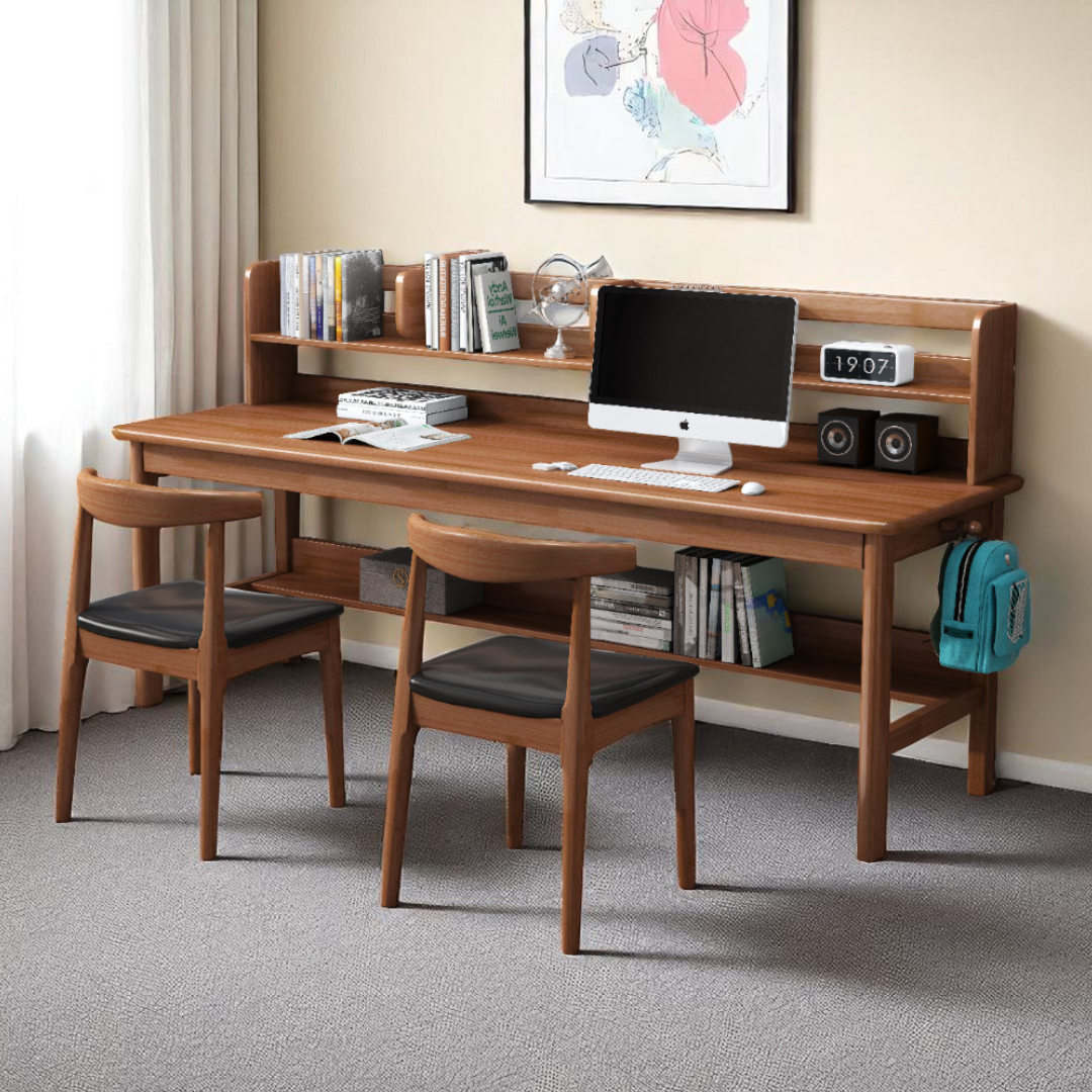 Premium Solid Wood Multi-Seater Table with Shelf for Kids/Couples Premium Solid Wood Multi-Seater Table with Shelf for Kids/Couples