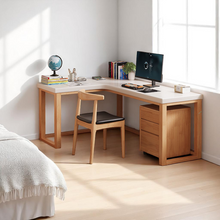 Load image into Gallery viewer, L-Shaped Eco-Friendly Solid Wood Study &amp; Home Office Table - Mr Nanyang