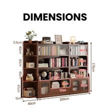 Load image into Gallery viewer, Modular Wood Bookshelf - 3-Piece Glass Door System - Mr Nanyang