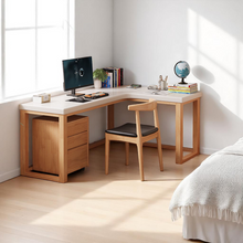 Load image into Gallery viewer, L-Shaped Eco-Friendly Solid Wood Study &amp; Home Office Table - Mr Nanyang