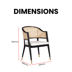 Rouge Solid Teak Rattan Dining Armchair - Mr Nanyang