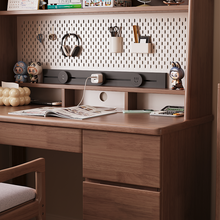 Load image into Gallery viewer, Solid Wood Bookshelf Study Table with Pegboard and Drawers