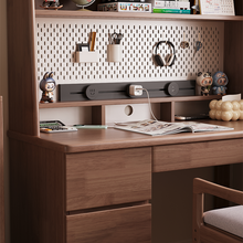 Load image into Gallery viewer, Solid Wood Bookshelf Study Table with Pegboard and Drawers