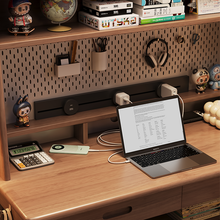 Load image into Gallery viewer, Solid Wood Study Table with Bookshelf and Pegboard Organizer Singapore
