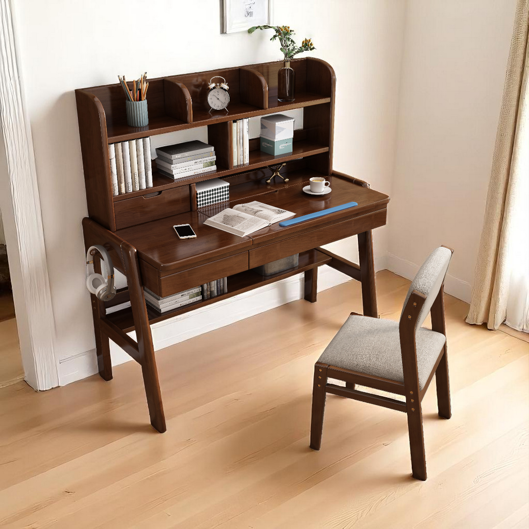 Height-Adjustable Study Table with Bookshelf & Tilting Desktop Height-Adjustable Study Table with Bookshelf & Tilting Desktop