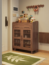 Load image into Gallery viewer, Ventilated shoe cabinet Singapore in black walnut, 80cm two-door model with two drawers