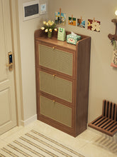 Load image into Gallery viewer, Narrow shoe cabinet in black walnut, 63cm model in a slim corridor
