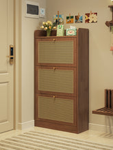Load image into Gallery viewer, Black walnut narrow shoe cabinet beside the front door, 120cm high and 24cm deep
