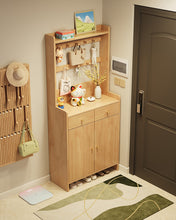 Load image into Gallery viewer, Natural wood tall shoe cabinet, 80cm two-door hallstand beside the front door