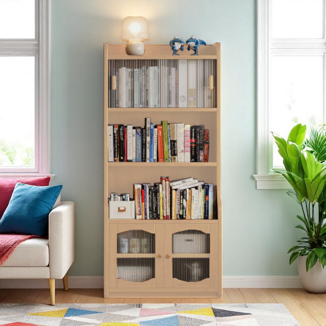 Modular Wood Bookshelf - 3-Piece Glass Door System - Mr Nanyang