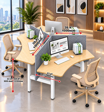 Load image into Gallery viewer, Dimension diagram for the TriFlex Workstation three-person cluster, 1000 mm arms, 700 mm deep, 580 to 1230 mm height range