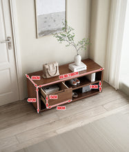 Load image into Gallery viewer, Entryway cabinet dimensions — 60, 80 or 100cm wide, 35cm deep, 42cm high, with 30cm drawer and 19cm shelf