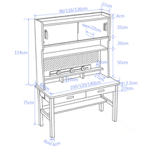 Load image into Gallery viewer, Solid Wood Study Table with Bookshelf and Pegboard Organizer Singapore