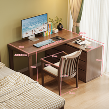 Load image into Gallery viewer, Solid Wood Study Desk Singapore | Nordic L-Shape Table with Cabinet