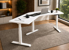 Load image into Gallery viewer, TriFlex Single 120-degree standing desk in white laminate with white legs