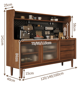 Solid Wood Sideboard Cabinet with Coffee Bar