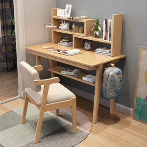 Solid Wood Study Table Desk with Shelf - Mr Nanyang