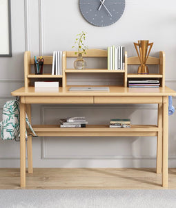 Solid Wood Desk with Shelf Study Table - Mr Nanyang