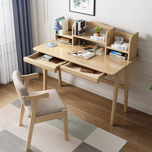 Solid Wood Study Table with Shelf - Mr Nanyang